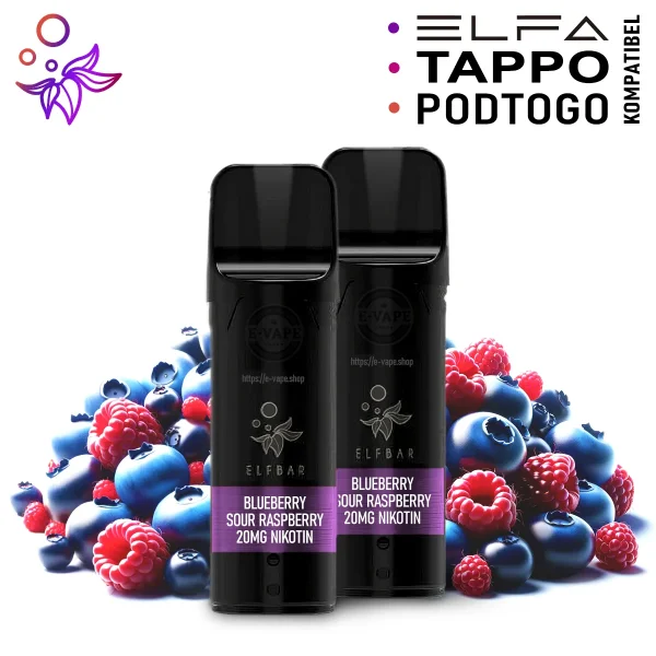 Elfbar ELFA - Blueberry Sour Raspberry Pod 20mg/ml Nikotinsalz, 2er Pack