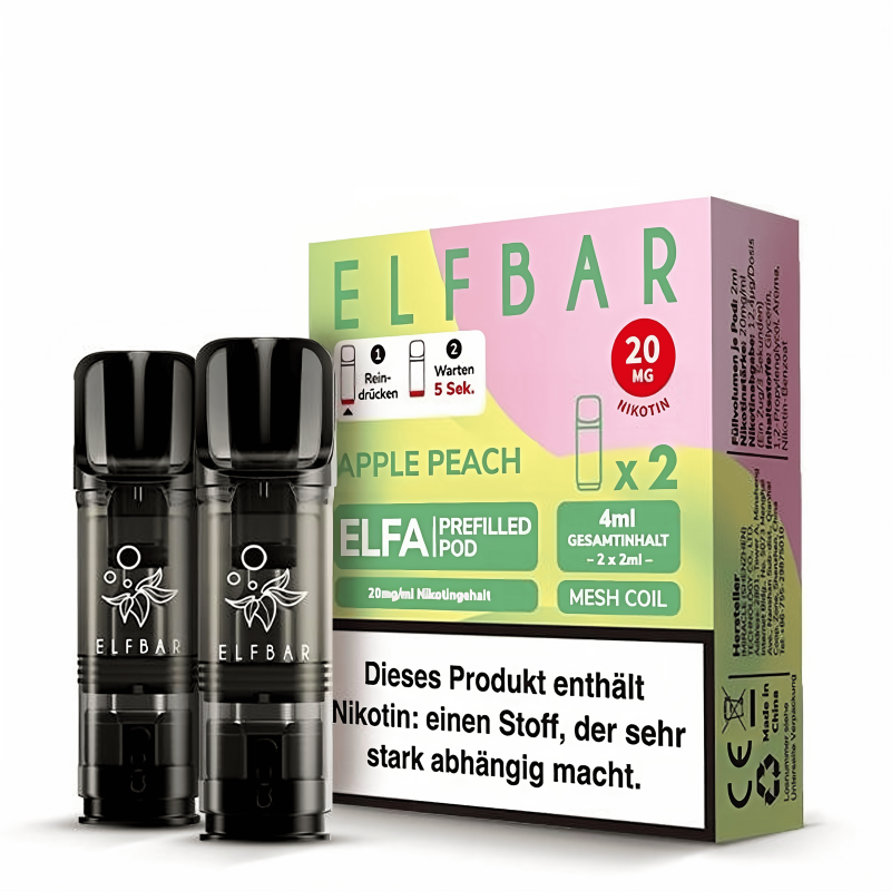 Elfbar Pods ELFA Apple Peach 20mg Nikotinsalz 2er Pack