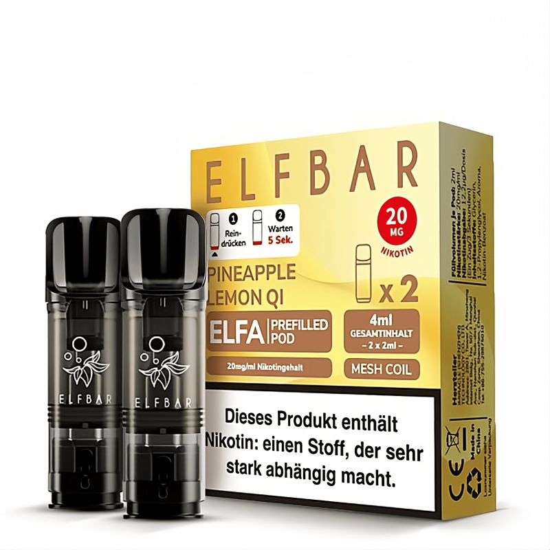 Elfbar Pods ELFA Pineapple Lemon Qi 20mg Nikotinsalz 2er Pack