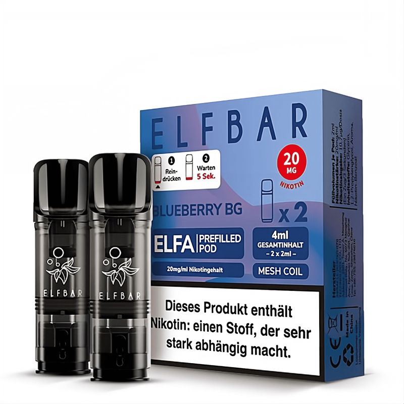 Elfbar Pods ELFA Blueberry BG 20mg Nikotinsalz 2er Pack